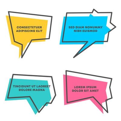 Colored quote speech bubble template set