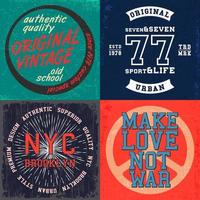 Set of vintage design prints for t-shirts vector