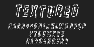 Distressed texture stroke alphabet letters and numbers vector