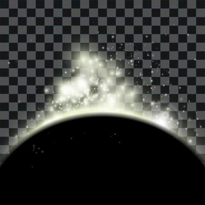 Spacescape with planet and stars on checkered background