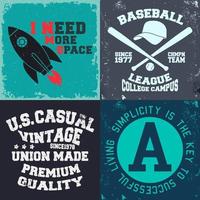 conjunto de estampados de diseño vintage para camisetas vector