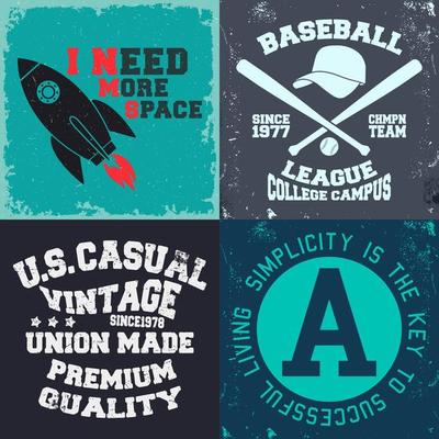 Set of vintage design prints for t-shirts