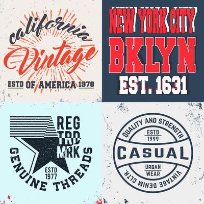 Set of vintage design prints for t-shirts