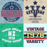 conjunto de estampados de diseño vintage para camisetas vector