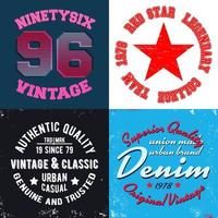 conjunto de estampados de diseño vintage para camisetas vector