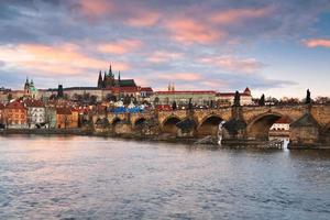 Charles Bridge and Prague cathedral. photo