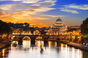 Basilica St Peter and river Tiber in Rome photo