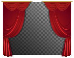 Red curtains with rod with transparent background vector