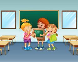 Students in classroom background vector