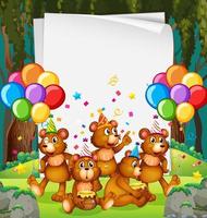 Party paper frame template with teddy bears vector