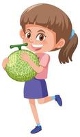 Girl holding fruit vector