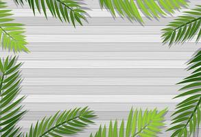 Top view of blank gray planks with branches frame vector