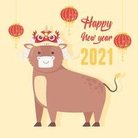 cartel del año nuevo chino del buey vector