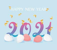2021, happy New Year composition vector