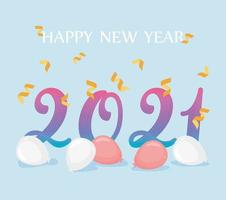 2021, happy New Year composition vector