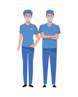 Surgeons wearing medical masks characters vector