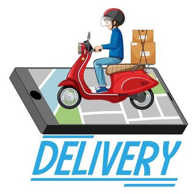 Delivery banner with man on scooter