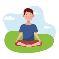 Man practicing yoga, avatar character vector