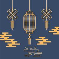 Asian composition with lanterns vector