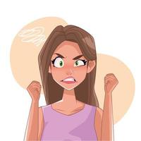 Angry woman with stress symptom character vector