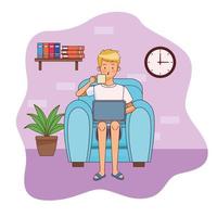 Work at home man character vector