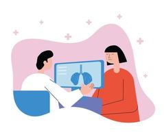 Doctor with patient analyzing the lungs vector