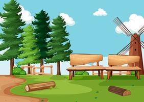 Nature park or farm scene with windmill vector