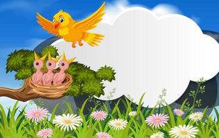 Bird in nature banner template vector