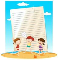 Blank paper note template summer theme vector