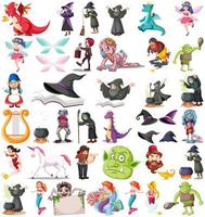 Set of different fairytale cartoon characters vector