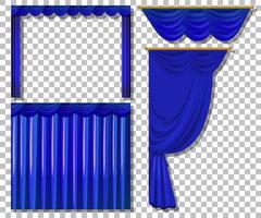 Different designs of blue curtains set vector