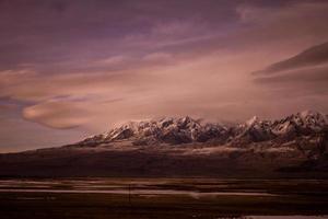 Mountains during evening dusk photo