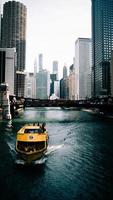 Chicago, Illinois 2020- Yellow boat in water photo