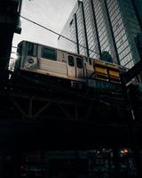 Chicago, Illinois, 2020 - Train in the city in the evening photo