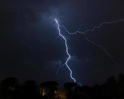Lightning strike at night