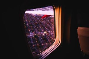 Looking out of an airplane window photo