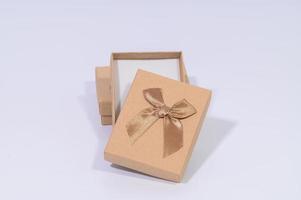 Brown gift boxes on white background photo