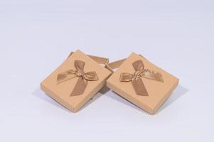 Brown gift boxes on white background