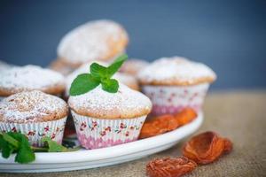 sweet muffins with dried apricots photo