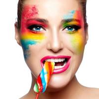 Fantasy Makeup. Painted Face. Lollipop photo
