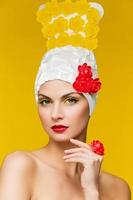 Beautiful woman in headdress decorated with jujube photo