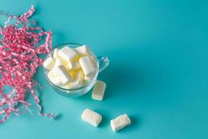 Pastel color marshmallow in glass