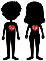 People with red heart symbol vector