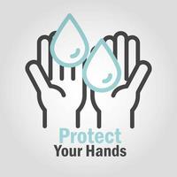 proteger y lavarse las manos pictograma con mensaje vector