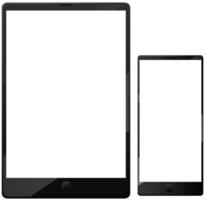 Icono de teléfono inteligente y tableta de pantalla en blanco aislado vector