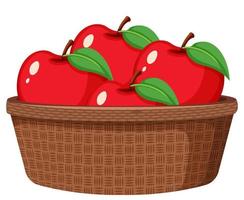 Red apples in the basket isolated vector