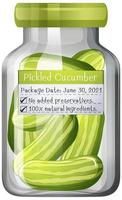 Pickled cucumber preserve in glass jar vector