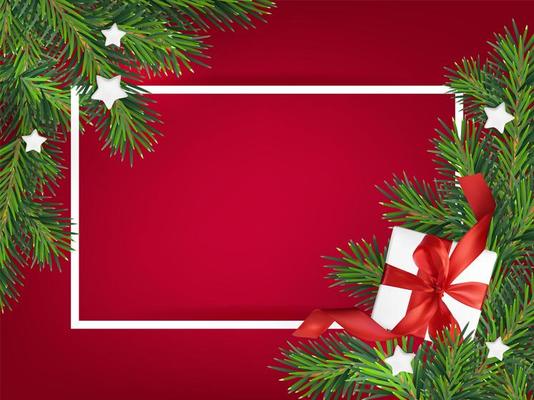 Merry Christmas red background frame
