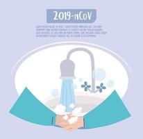 Wash hands, coronavirus prevention template banner vector