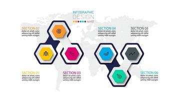 Hexagonal colorful infographic icon shape set vector